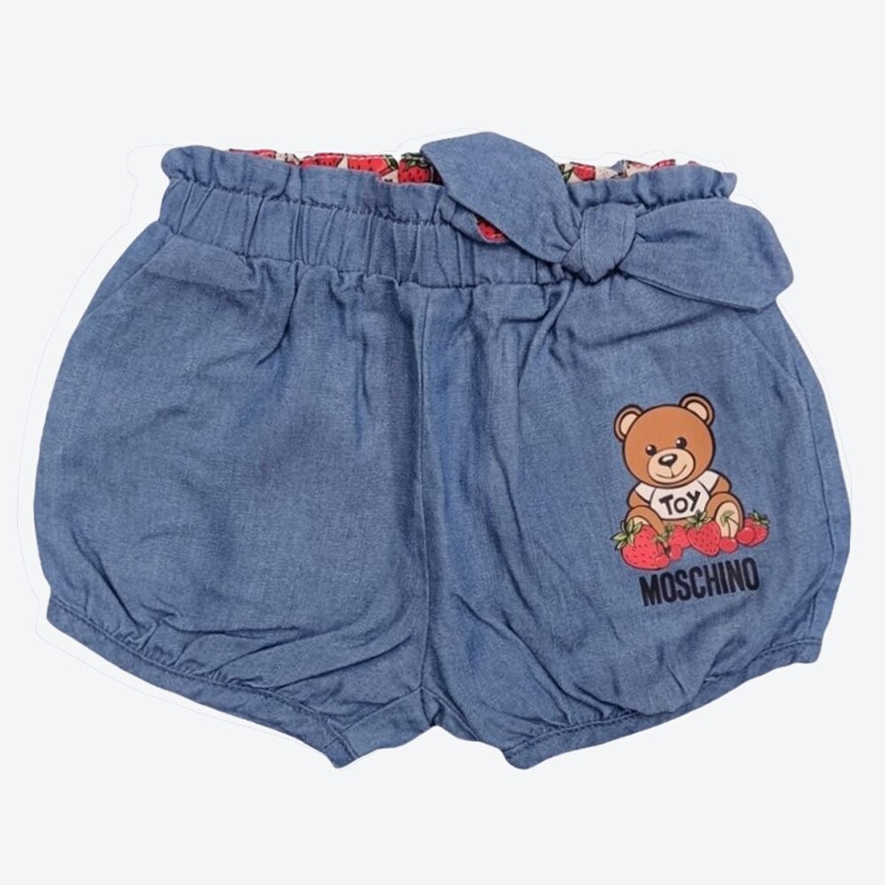 Moschino - Shorts denim leggero Teddy fragole, Size: 3 mesi
