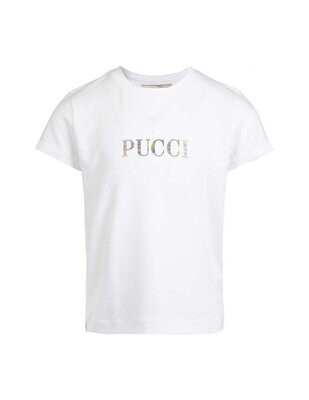 Emilio Pucci - T-shirt bianca logo multicolor