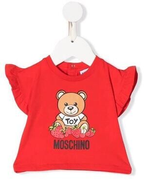Moschino - T-shirt Teddy fragoline con rouches