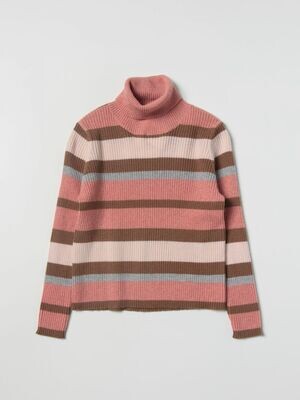 Il Gufo-maglione collo alto righe rosa