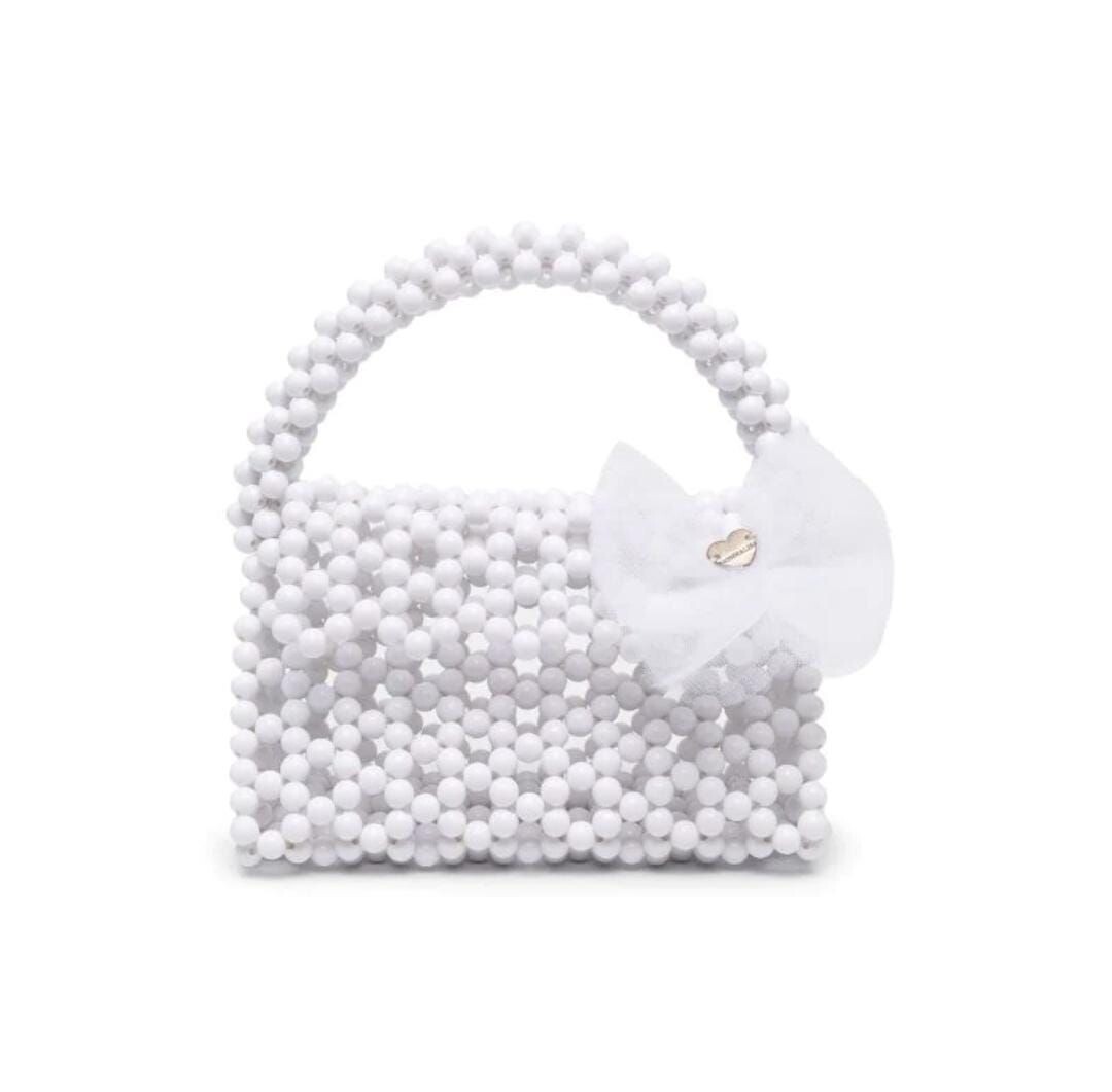 Monnalisa-borsetta bianca perle, size: I