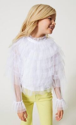 Twinset - Camicia tulle bianca
