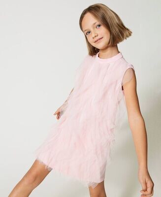 Twinset-abito tulle jersey rosa