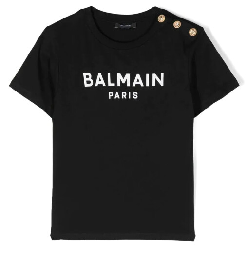 Balmain-t-shirt nero bottoni dorati, size: 12 anni