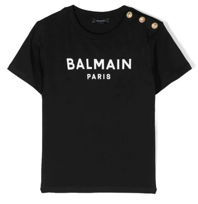 Balmain-t-shirt nero bottoni dorati