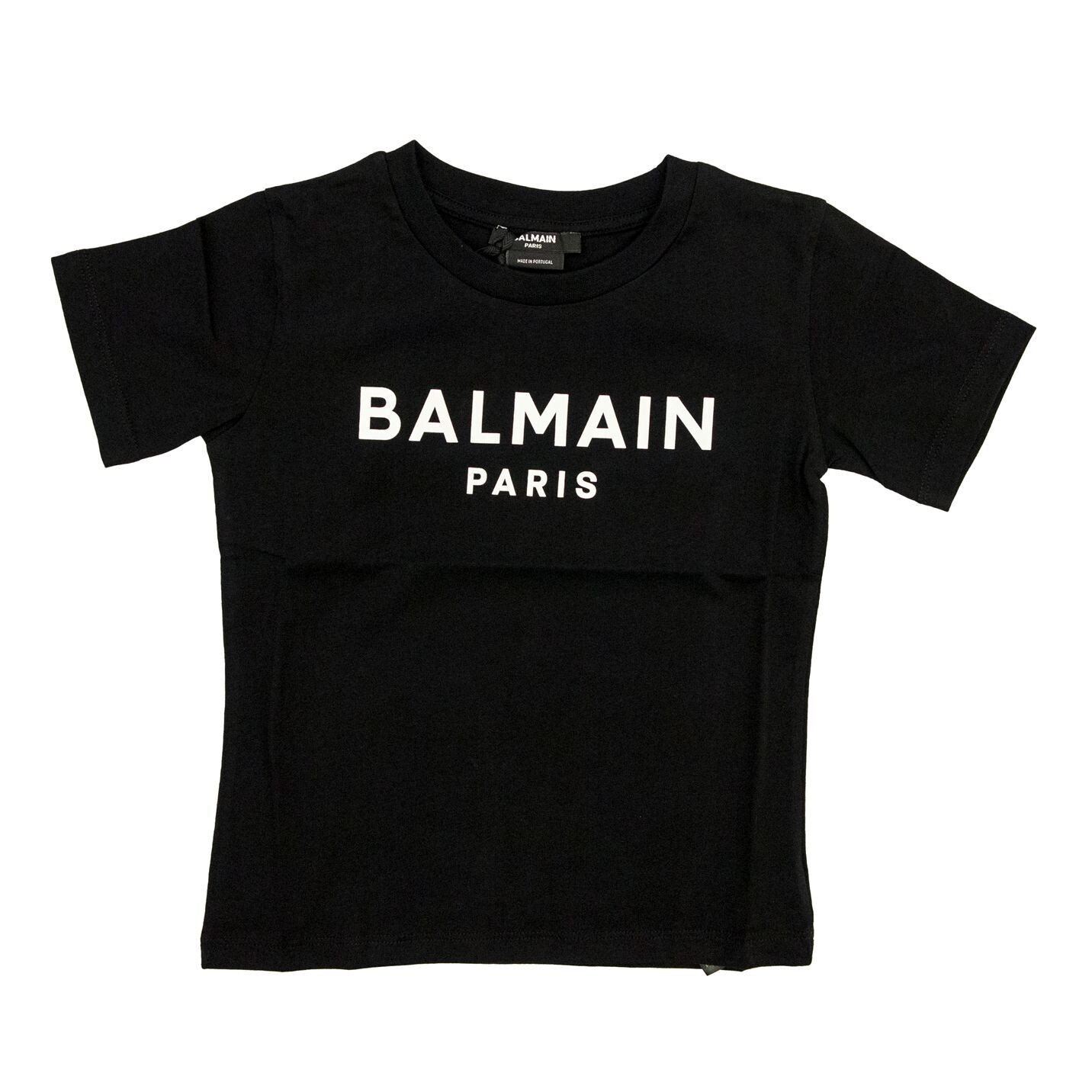 Balmain-t-shirt nero logo bianco, size: 12 anni