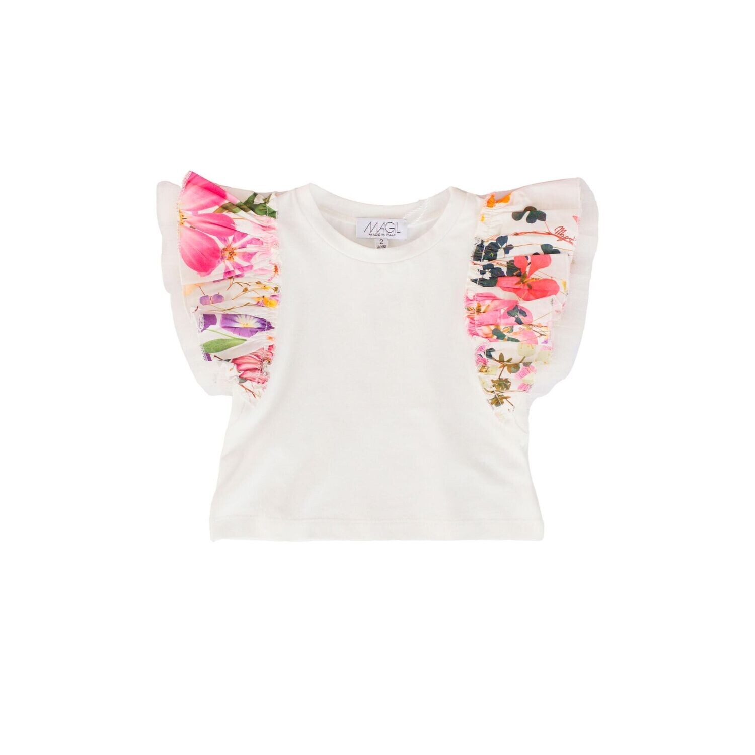 Magil-t-shirt rouches fiori, size: 2 anni