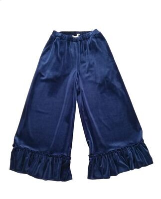 Simonetta - Pantalone ampio in velluto blu