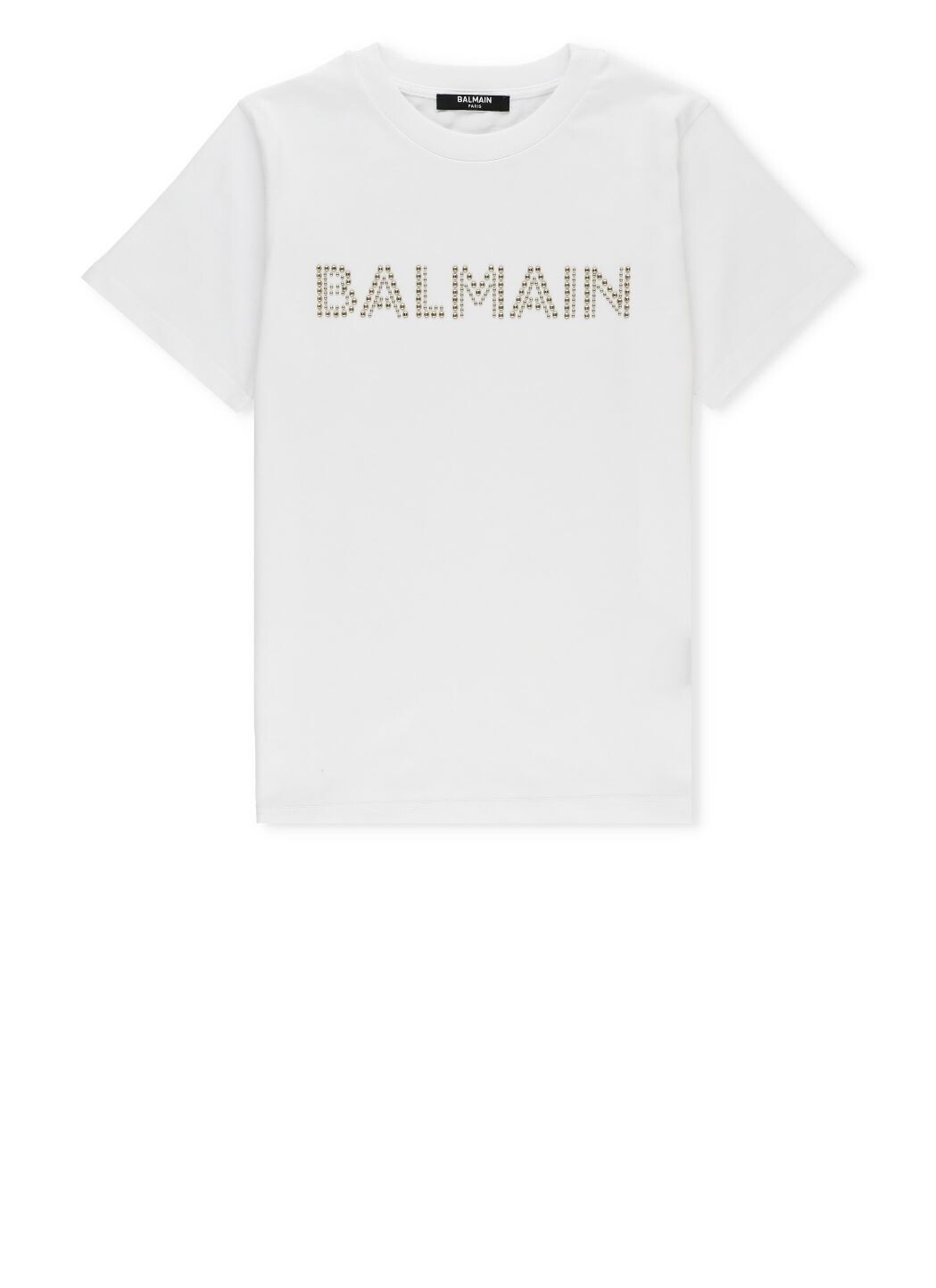 Balmain - T-shirt bianca borchie oro