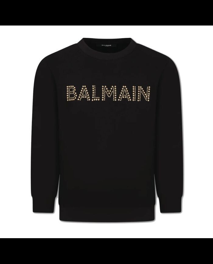 Balmain - Felpa nera borchie oro