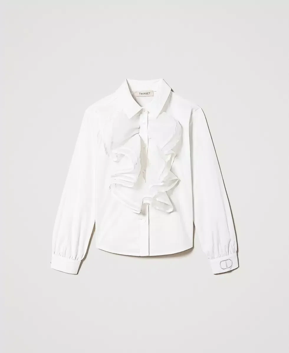 Twinset-camicia bianca con rouches