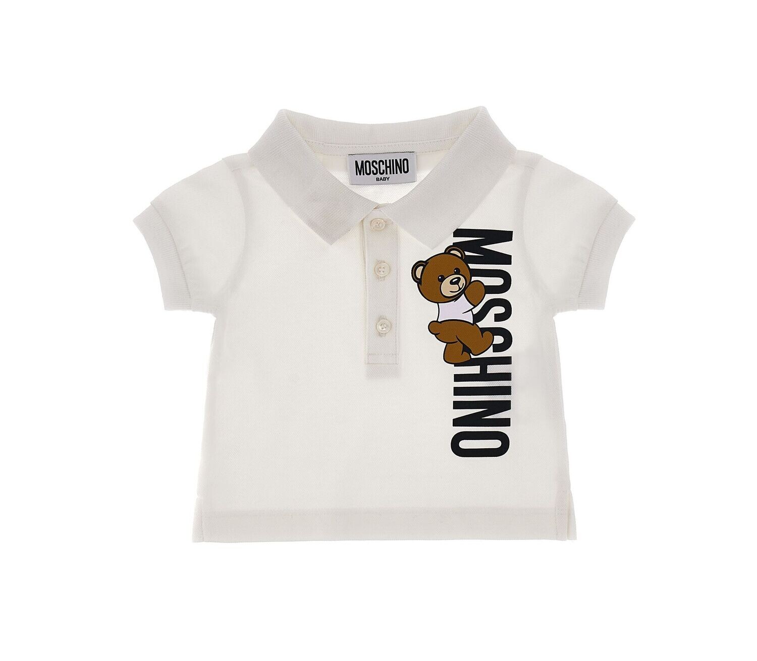 Moschino - Polo bianca Teddy Logo, Size: 6 mesi