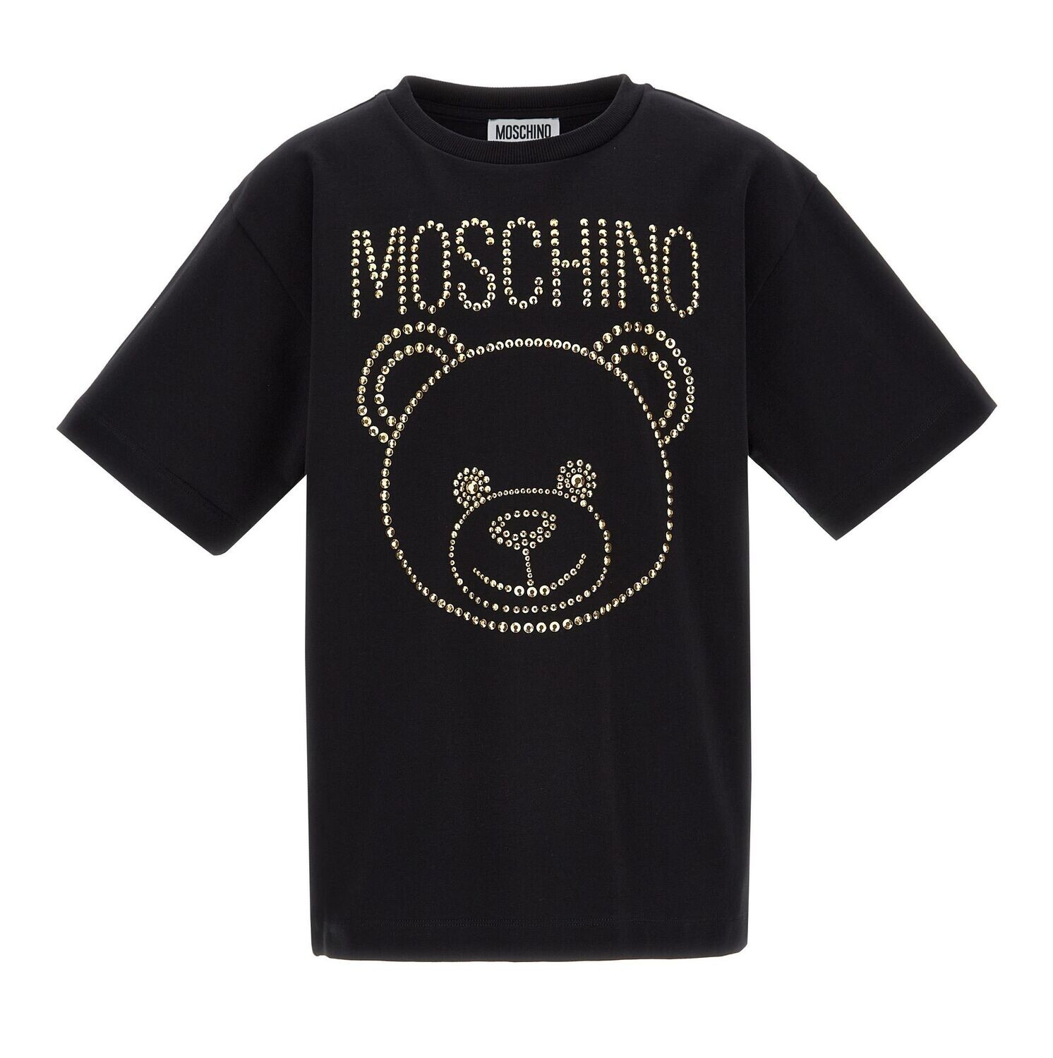 Moschino - T-shirt nero con borchie oro, Size: 10 anni