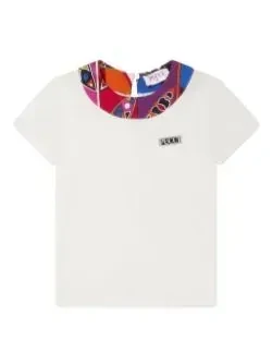 Pucci - T-shirt bianca collo stampa, Size: 14 anni
