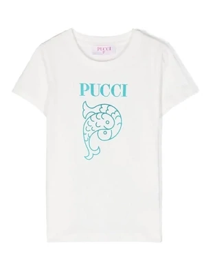 Pucci - T-shirt bianca logo metal