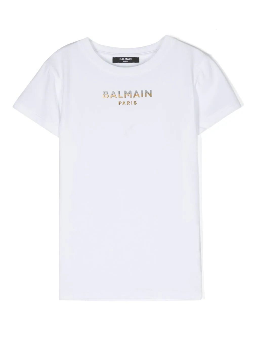 Balmain - T-sihrt bianca logo oro argento, Size: 13 anni