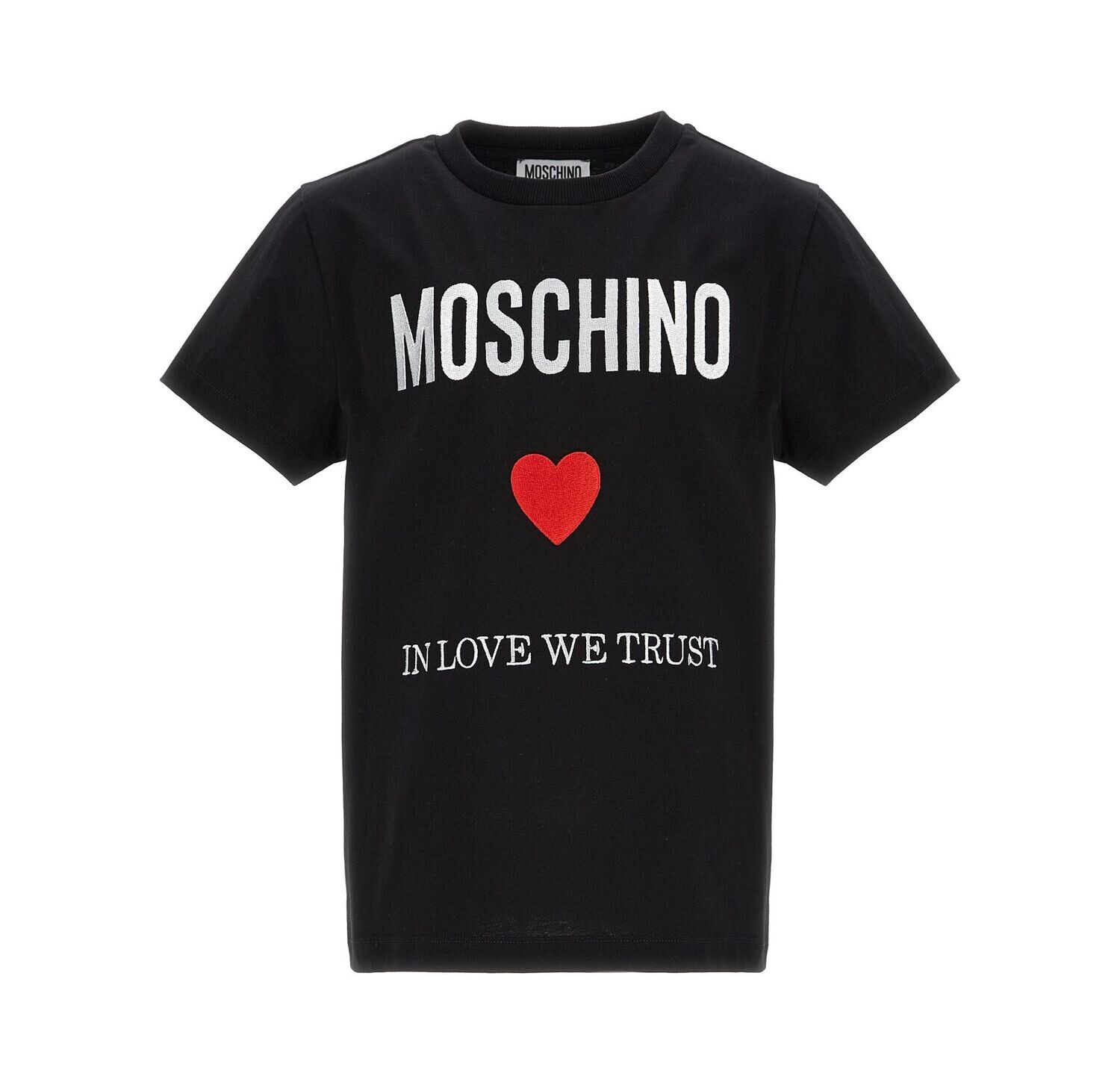Moschino - T-shirt nera logo e cuore, Size: 12 anni