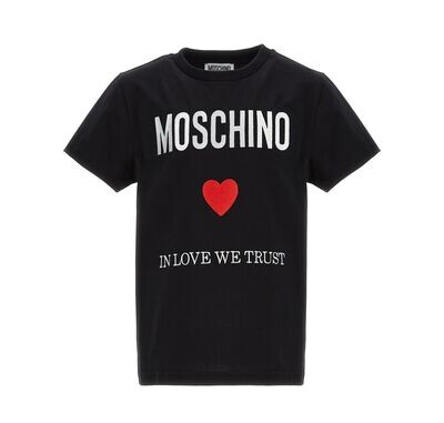 Moschino - T-shirt nera logo e cuore