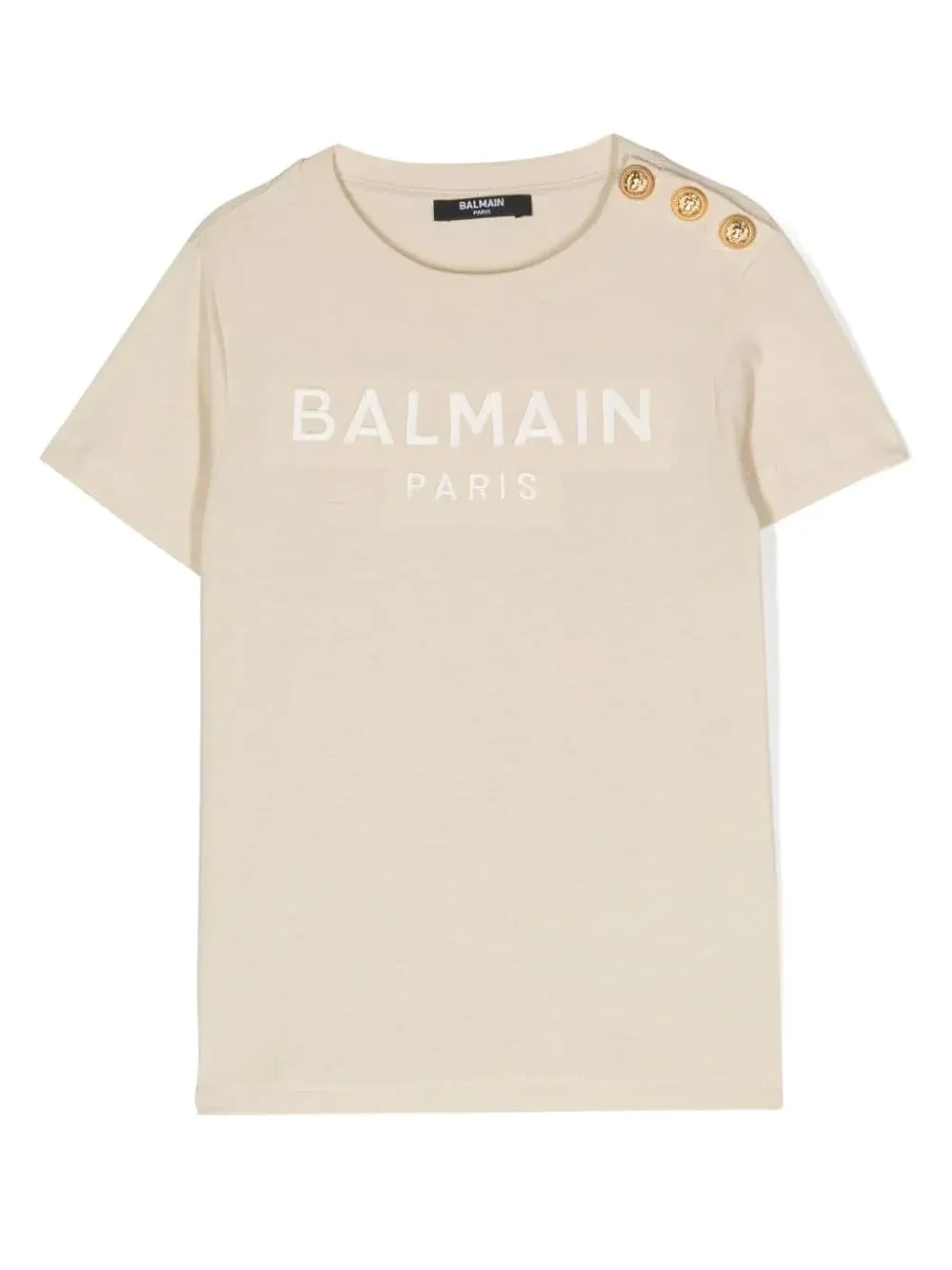 Balmain - T-shirt ricamo color crema, Size: 13 anni