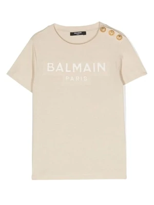 Balmain - T-shirt ricamo color crema