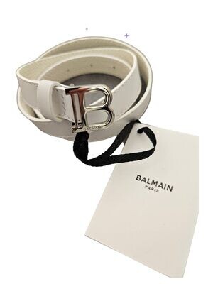 Balmain - Cintura sottile pelle logo argento