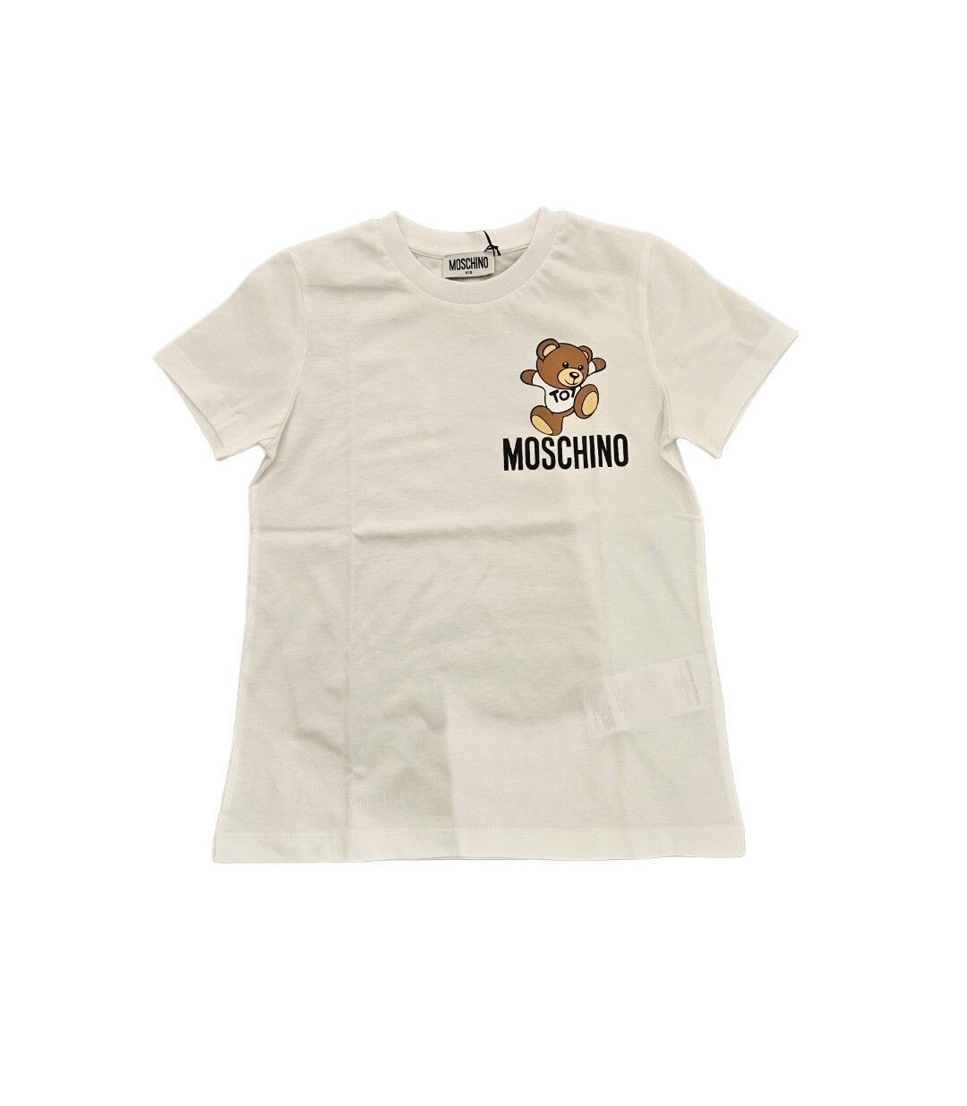 Moschino-t-shirt bianca teddy, size: 4 anni