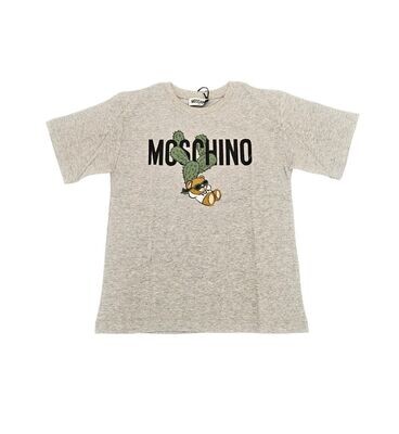 Moschino - T-shirt grigia logo e cactus