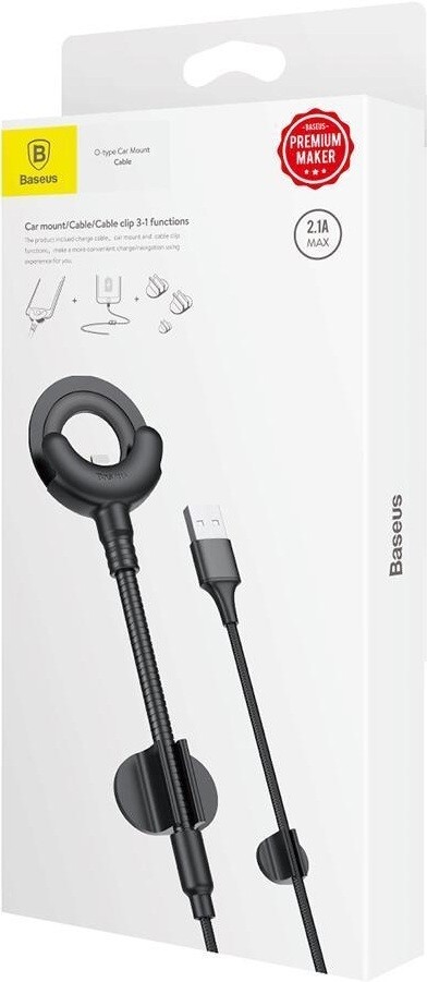 Держатель с USB кабелем Baseus O-type Car Mount Cable Shape Car Mount Phone Stents with Data Cable Lightning (CALOX-01, CALOX-09)