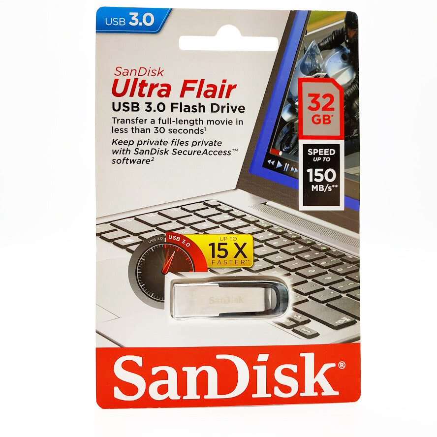 Флеш-накопитель SANDISK 32GB Ultra Flair USB 3.0 Flash Drive 15X faster