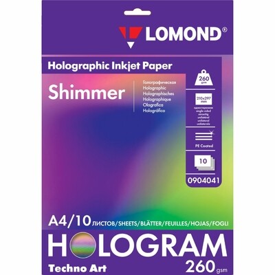 Фотобумага с голографическим эффектом "Shimmer" (Мерцание), А4, 260 г/м2, микропористая, односторонняя, 10 листов 0904041