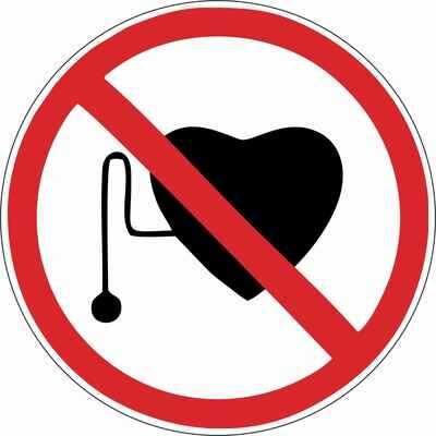 Наклейка Запрещается работа (присутствие) людей со стимуляторами сердечной деятельности