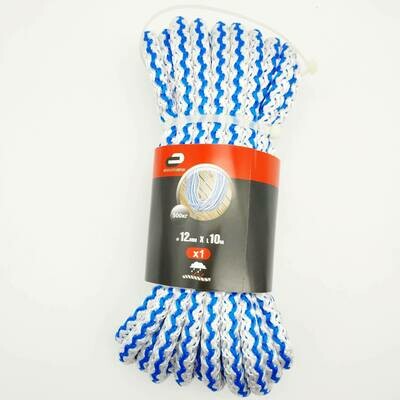 Веревка (Шнур) хозяйственно-бытовой Standers с сердечником 12 мм, 10 м, на 500 кг., цвет белый/синий