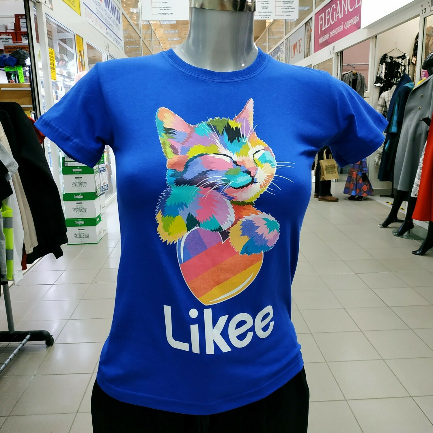 ФУТБОЛКА "Likee" с котом синяя