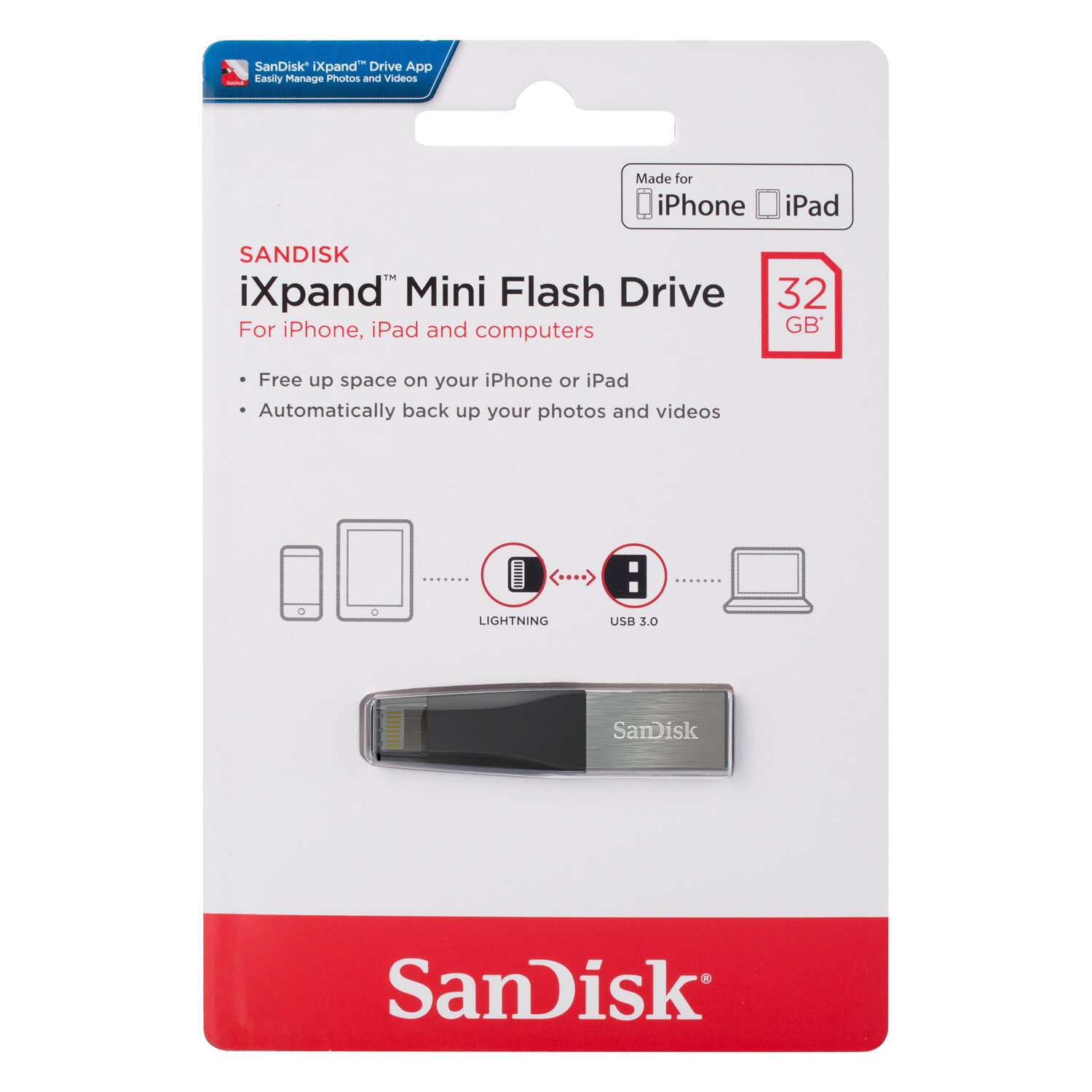 USB Флеш-накопитель  SanDisk iXpand Mini 32ГБ USB3.0