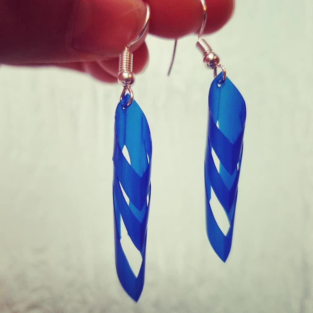 Plastic Straw Earrings (Chevron)