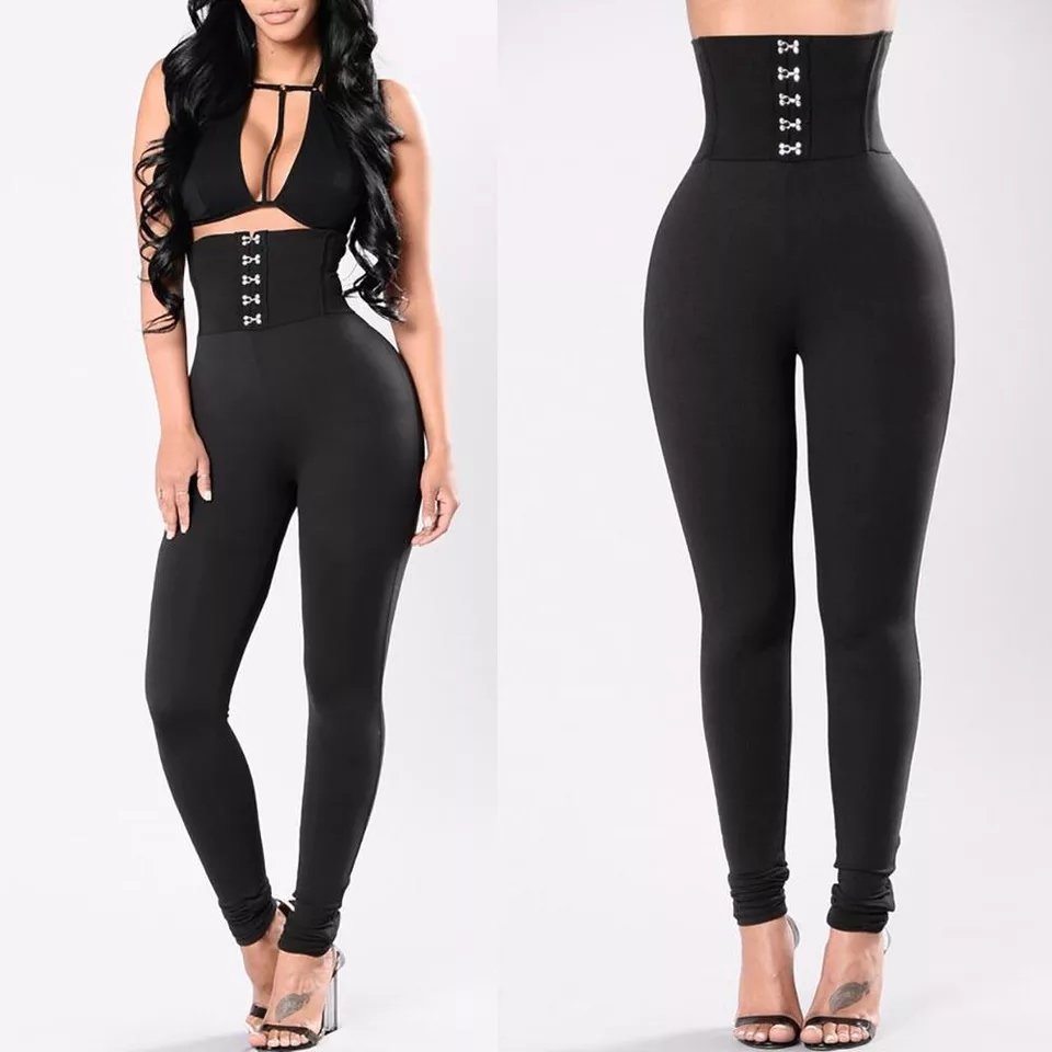 FASHION VERY HIGH WAIST HIP BUTTONS LEGGING. WOMEN&#39;S CRUSH! TI-713 BLACK