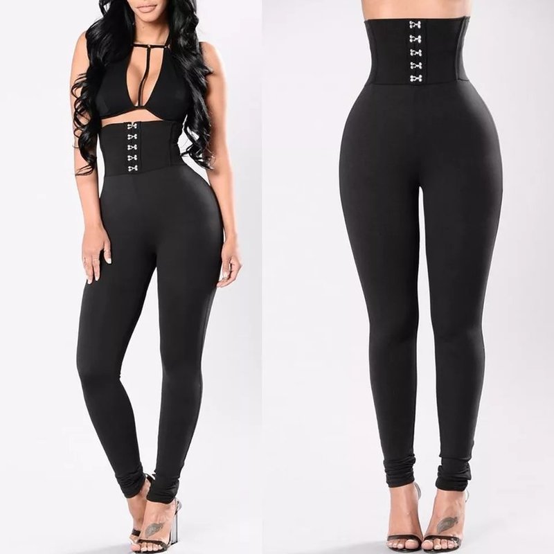 FASHION VERY HIGH WAIST HIP BUTTONS LEGGING. WOMEN&#39;S CRUSH! TI-713 BLACK