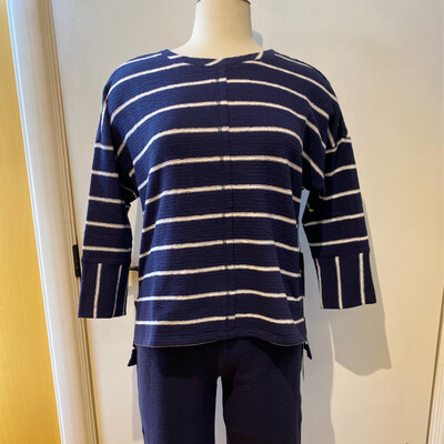 French Terry Striped Crew Sweater