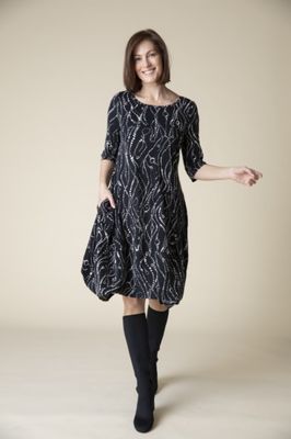 Cozy Rib Wavy Dots Artist Dress