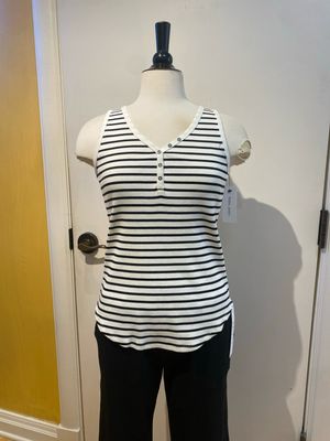Striped Henley Tank Top
