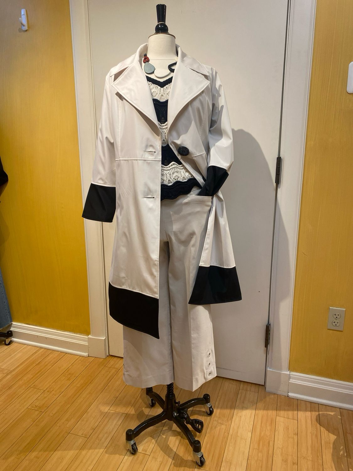 Trim Trench Color Block Coat