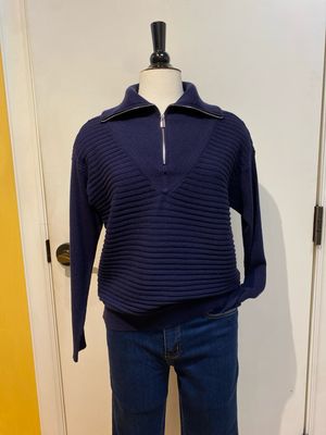 Zip Up V-Neck Sweater