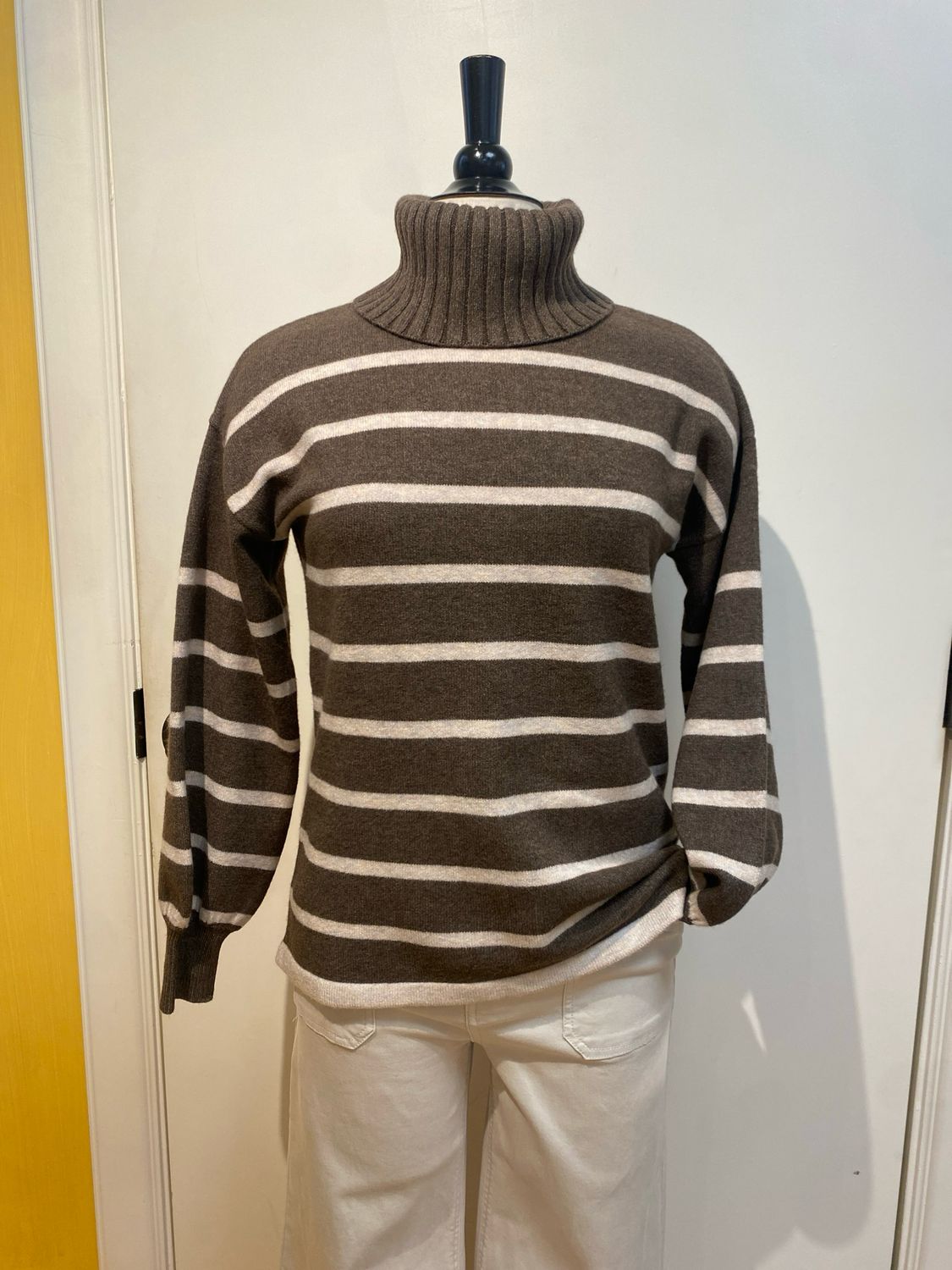 Cowl Neck Stripe Sweater
