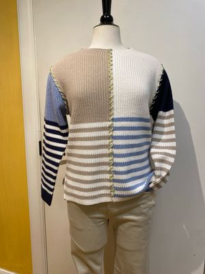 L/S Boatneck Sweater w/Stitch Detail