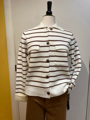 L/S Sweater Cardi w/Collar/Pockets