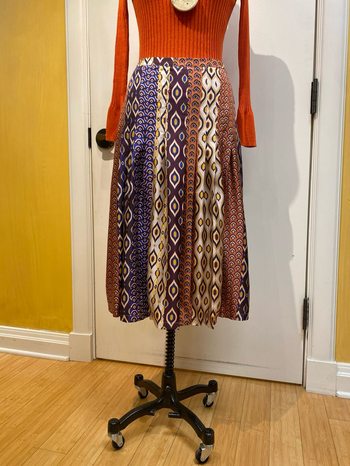 Fiona Silk Twill Pleat Skirt