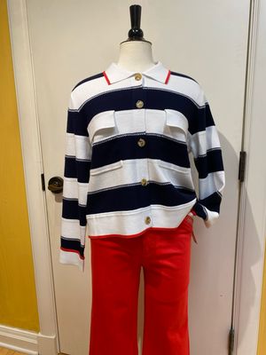 L/S Sweater Cardi w/Collar &amp; Pockets