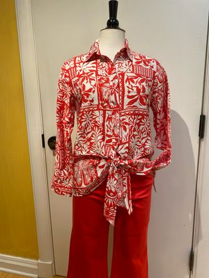 L/S Blouse w/Tie Front