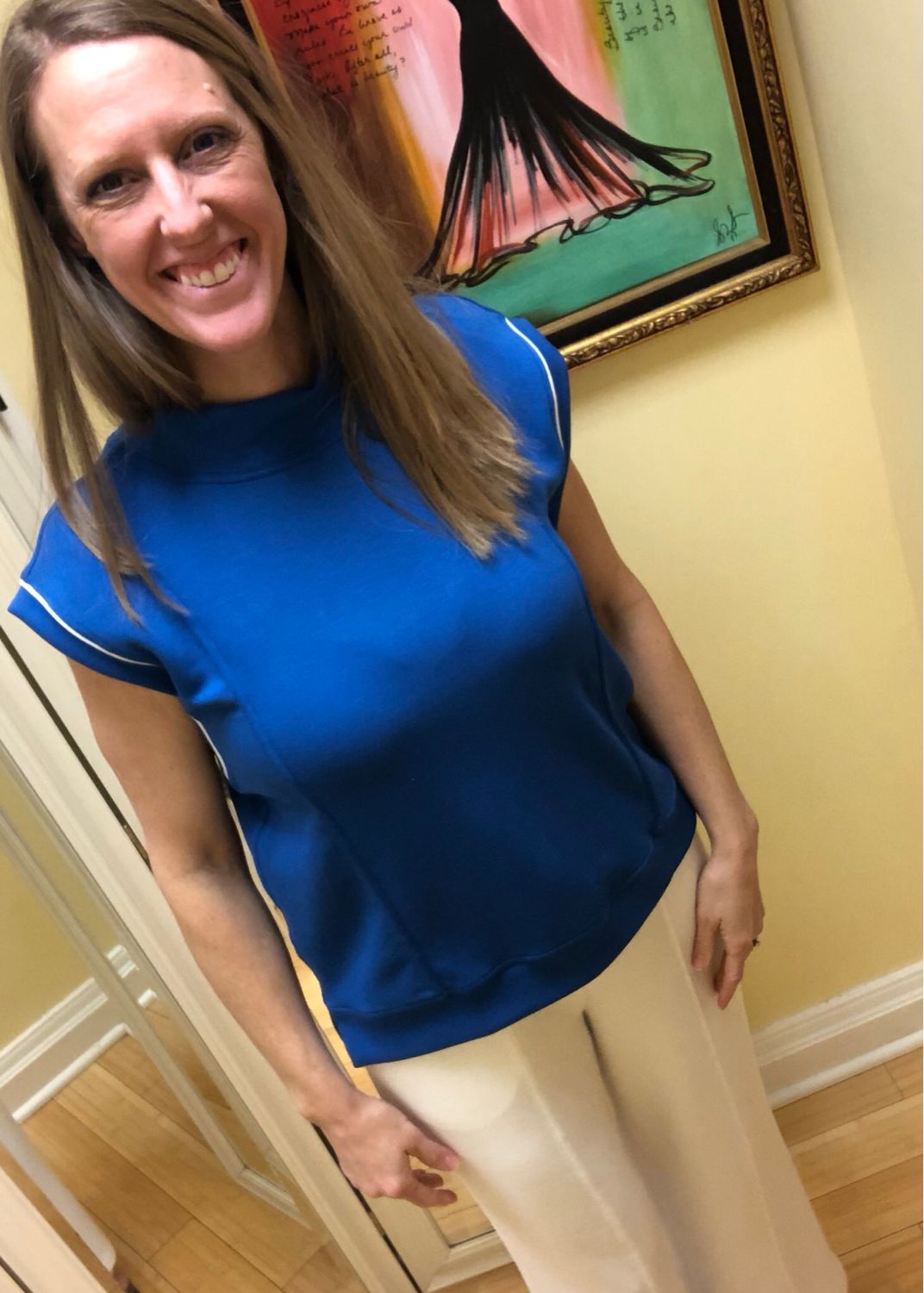 Mock Neck Top w/Contrast Piping