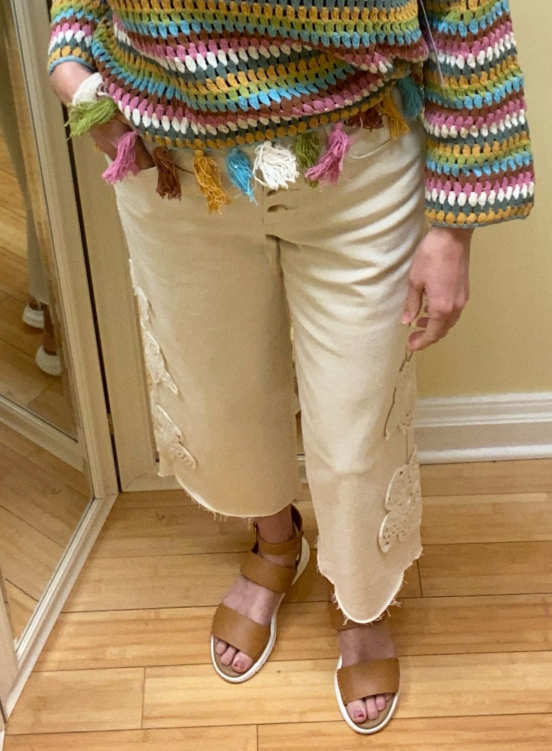 Audrey Button Fly Wide Crop Jean